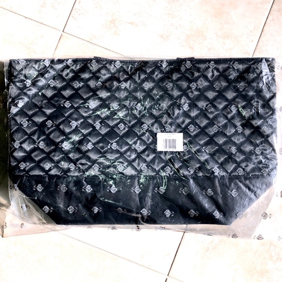 🎉2xHP🎉 LANCOME Le Sac Panache Zip Top Satin Quilt Tote Weekend Bag Vintage NWT - Picture 2 of 6